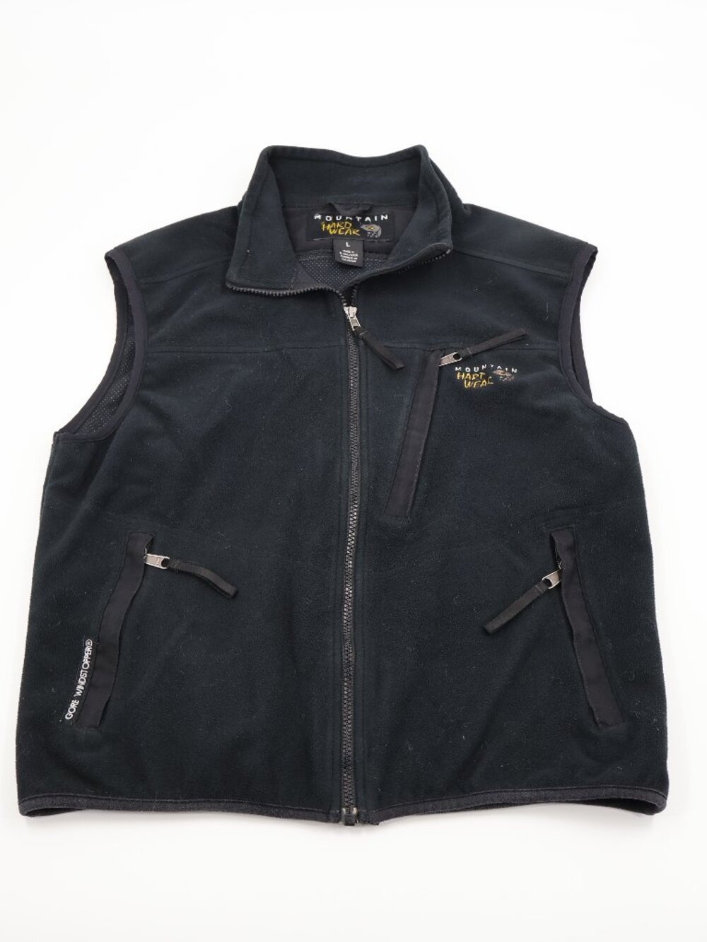 Mountain Hardwear Fleece Vest Mens Large Black Gore Windstopper Full Zip